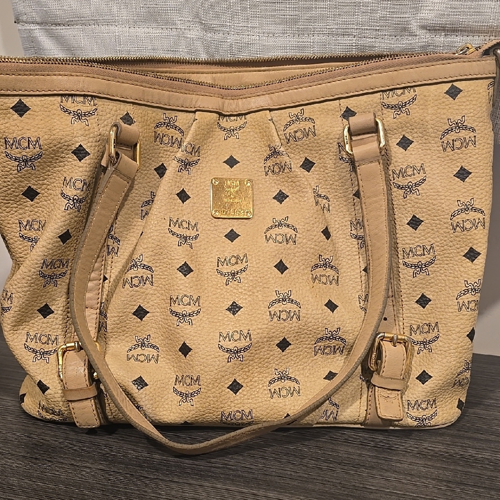MCM Beige Monogram Tote